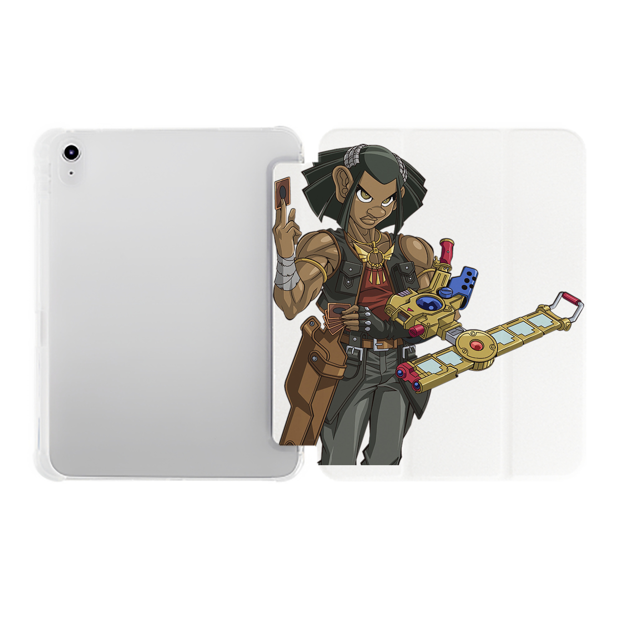 （画像用） 遊☆戯☆王 Yu-Gi-Oh! IPad ケース ペン収納付き 三つ折りスタンド PUレザー×シリコン 対応機種9.5/10.5/10.9インチ
